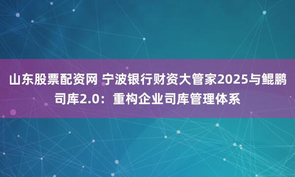 山东股票配资网 宁波银行财资大管家2025与鲲鹏司库2.0：重构企业司库管理体系