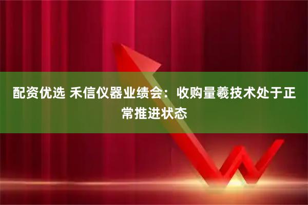 配资优选 禾信仪器业绩会：收购量羲技术处于正常推进状态